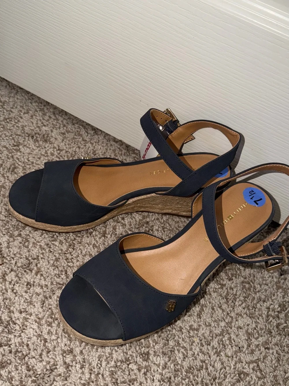 Tommy Hilfiger Navy Open-Toe Espadrille Wedge Sandals
